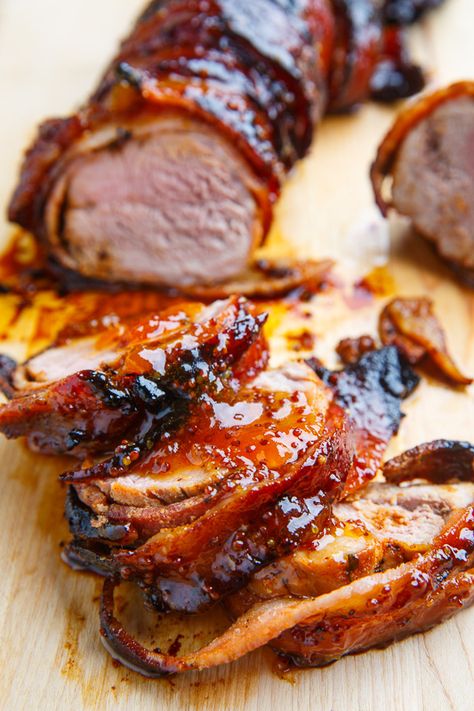 Apricot Glazed Bacon Wrapped Cajun Pork Tenderloin Cajun Pork Tenderloin, Cajun Pork, Bacon Wrapped Pork Tenderloin, Daging Babi, Bacon Wrapped Pork, Pork Loin Recipes, Easter Dinner Recipes, Pork Dinner, Tenderloin Recipes