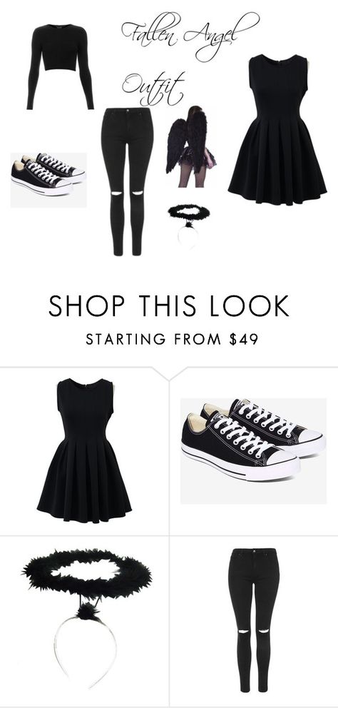 "fallen angel costume" by ash-237 on Polyvore featuring Chicwish, Converse and Topshop Black Fallen Angel Costume, Diy Fallen Angel Costume, Fallen Angel Costume Diy, Fallen Angel Diy Costume, Fallen Angel Outfit, Angel Costume Pre Teen, Fallen Angel Costume, Angel Costume Diy, Angel Fashion