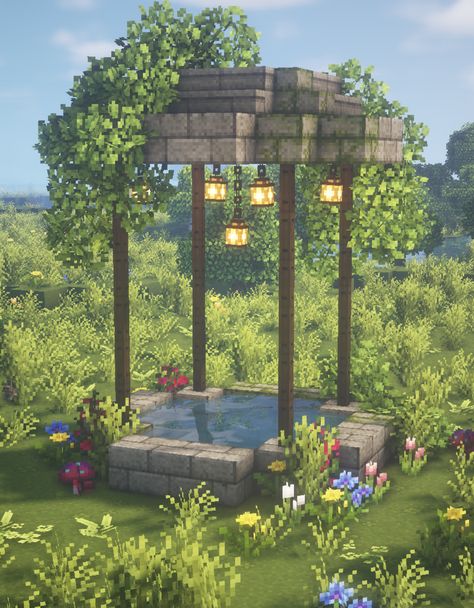 Click through to see my YouTube tutorial for this build with all the block info and mod details! 🍄🌿✨ #minecraft #minecraftfairy #fairy #fae #faerie #fairytail #fairytale #magic #magical #cottagecore #minecraftcottagecore #minecraftfairytale #gazebo #minecraftfairytail Fairytale Minecraft, Magical Cottagecore, Aesthetic Minecraft Builds, Skórki Minecraft, Minecraft Garden, Rumah Minecraft Sederhana, Minecraft Interior Design, Minecraft House Plans, Bangunan Minecraft