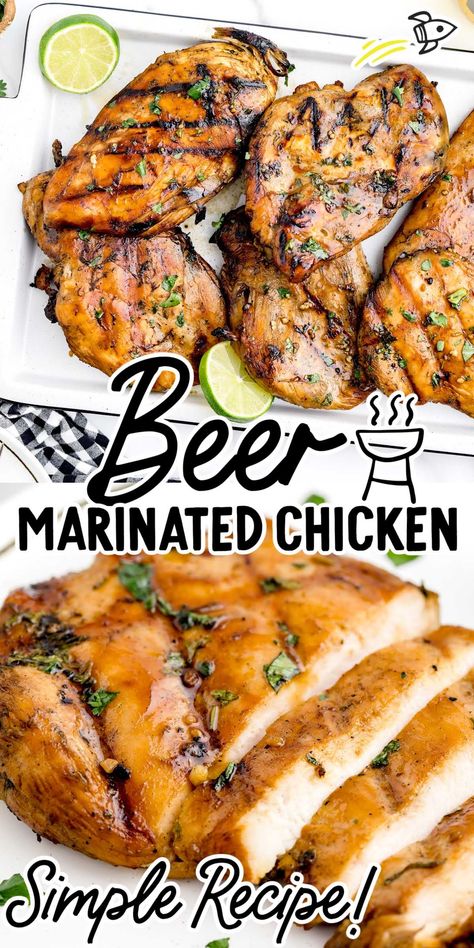 Beer Chicken Marinade, Beer Marinated Chicken, Bbq Chicken Marinade, Delicious Entrees, Marinated Chicken Recipes, Beer Chicken, Marinating Chicken Breast, Grilled Meat Recipes, Chicken Ideas