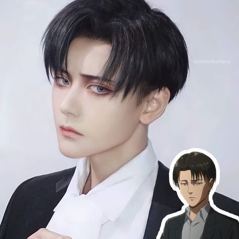 Male Cosplay Makeup, Levi Eyes, Levi Haircut, Seeu Cosplay, Anime Realistic, Aot Cosplay, Itachi Cosplay, Levi Cosplay, Anime Cosplay Ideas