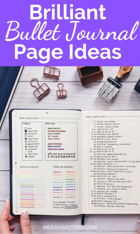 The ultimate list of bullet Journal page ideas to help organize your life. Find creative bullet journal pages, minimalist pages, inspirational pages and more! #bulletjournal #bulletjournaling #bulletjournalideas #bujo #bujolove #planneraddict #planner Bullet Journal Legend, Diy Drawings, Journal Hacks, Bullet Journal Page Ideas, Bullet Journal Starter Kit, Journal Key, Journal Page Ideas, Journaling Printables, Journal Weekly Spread