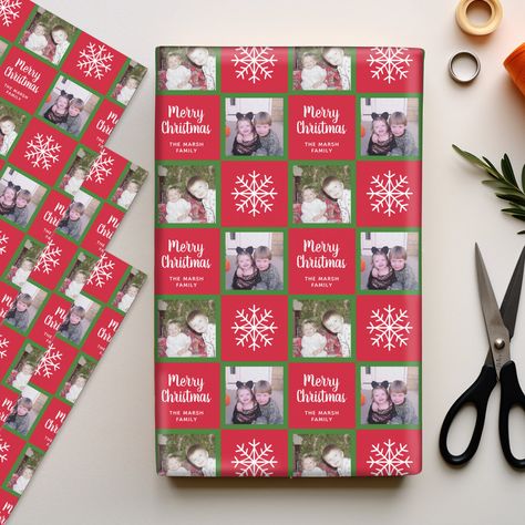 Christmas Sheets, Merry Christmas Snowflakes, Personalised Wrapping Paper, Family Holiday Photos, Holiday Wrapping Paper, Christmas Party Supplies, Custom Wrapping Paper, Free Birthday Invitations, Free Birthday Invitation Templates