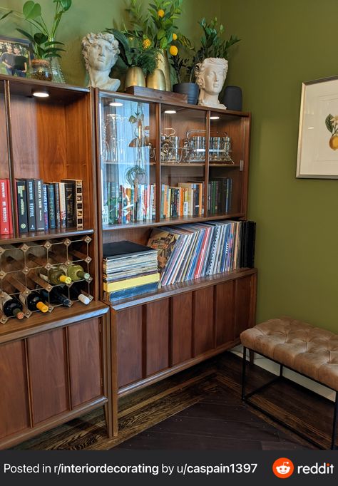 Eclectic Bookshelves, Glass Vitrine, Cottagecore Interior, Lots Of Books, Eclectic Homes, Finally Happy, Austin Homes, Eclectic Living Room, Pretty Decor