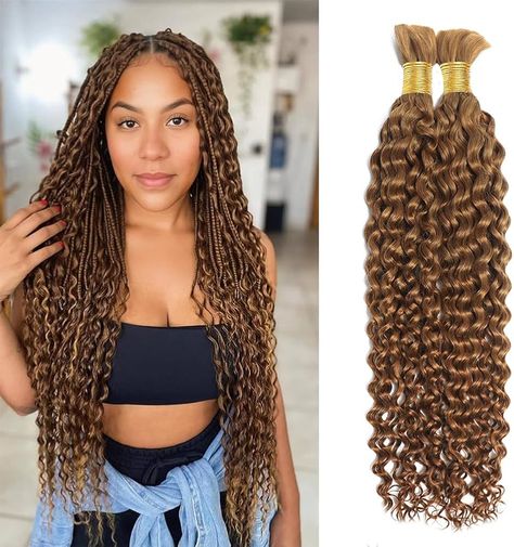 Amazon.com : Miss Lee Human Braiding Hair for Boho Knotless Braids Bulk Curly Bundles Human Hair for Micro Braiding Wet and Wavy Water Wave No Weft Human Hair Extension for Box Boho Braids 100g with 2 Bundles 27# : Beauty & Personal Care Box Boho Braids, Boho Knotless Braids, Curly Bundles, Boho Knotless, Human Braiding Hair, Knotless Braids, Braiding Hair, Boho Braids, Water Waves