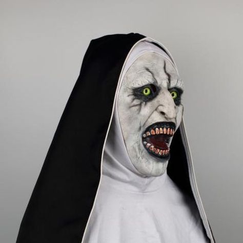 "I've bought a Nun costume before but the mask never looked realistic. This one look absolutely terrifying. I love it" - Vicky Conjuring Valak, Nun Halloween Costume, Nun Halloween, Conjuring 2, Nun Costume, The Nun, Halloween Dance, Party Masks, Halloween Makeup Scary