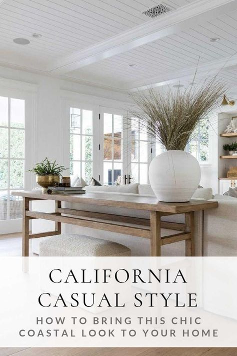 With its light and airy aesthetic, California casual interior design is a great way to chic coastal modern style to every room in your home - organic modern interior design - coastal modern living room - California coastal style - pure salt interiors Casual Interior Design, Coastal Modern Living Room, Organic Modern Interior Design, Organic Modern Interior, Coastal Chic Living Room, Salt Interiors, California Casual Style, Modern Coastal Living Room, Airy Aesthetic