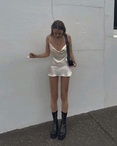 Silk Dresses Outfit, White Silk Dress, Stylish Work Attire, Event Outfit, Silky Dress, Soft Grunge, Formal Outfit, Elegant Outfit, Minimalist Outfit