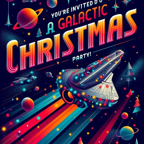 Outer Space Christmas, Cosmic Christmas, Party Flyer, Youre Invited, Funny Pics, Outer Space, Christmas Party, Shirt Design, Funny Pictures