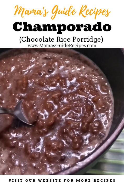 Chamorro Chocolate Rice, Filipino Champorado Recipe, Champorado Filipino Recipe, Chamorro Desserts, Champorado Filipino, Champorado Recipe, Pinoy Merienda, Chocolate Rice Pudding, Chamorro Food