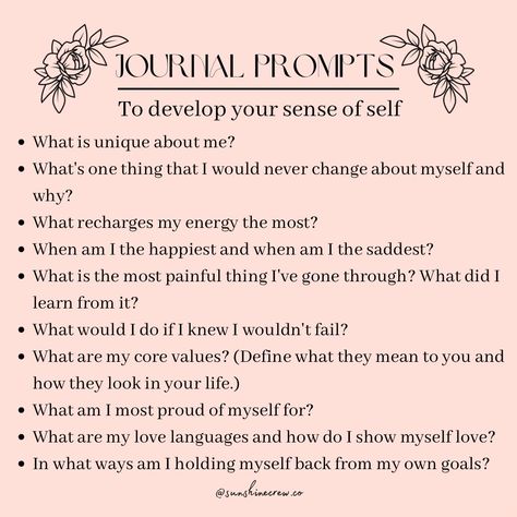 Core Values Journal Prompts, Sense Of Self Journal Prompts, Healing Prompts Writing, Values Journal Prompts, Introspective Journal Prompts, Introspective Questions, Journal Prompts For Self Growth, Prompts For Self Growth, Best Journal Prompts