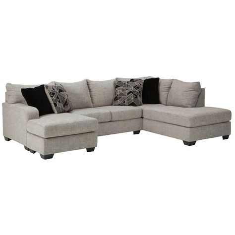 Benchcraft Megginson 96006S1 2 pc Sectional Brick Furniture, Sectional With Chaise, Curved Sectional, Sofa L, Family Furniture, U Shaped Sectional, Everyone Is Welcome, Sofa Chaise, Grey Upholstery