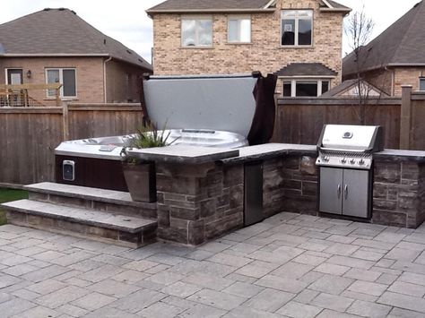 Hot Tub Landscaping, Small Outdoor Kitchens, Hot Tub Designs, Hot Tub Patio, Wellness Shop, Hot Tub Gazebo, Outdoor Covered Patio, Hot Tub Deck, Hot Tub Backyard