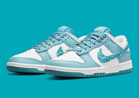 i would love to buy these one's omg #fashion #nike #nikewomen #sneakers #womensneakers #blue #blueshoes #bluesneakers #model #nikeshoes #bluenike #trending #viral Nike Dunk Low Paisley, Dunk Low Paisley, Blue Nike Dunks, Jordan Dunk Low, Dunk Low Blue, Nike Dunk Lows, Nike Images, Dunk Lows, All Nike Shoes