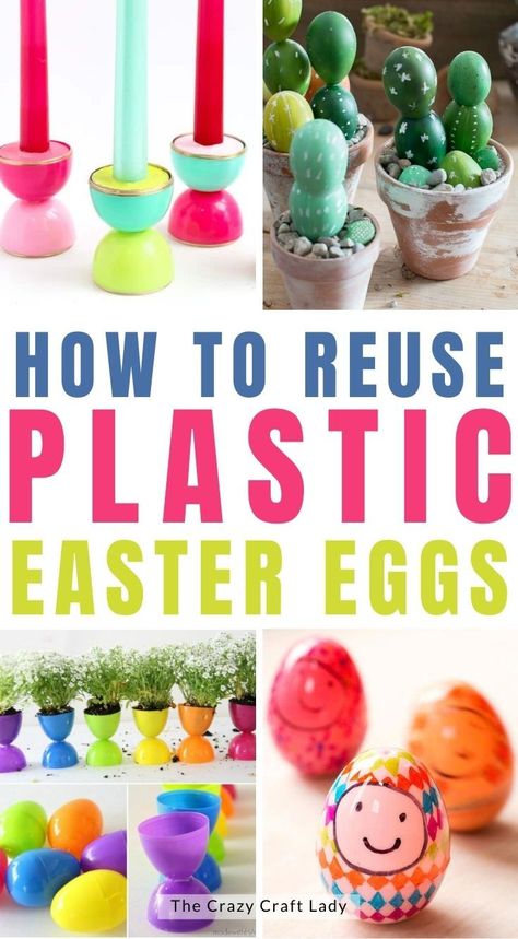 Diy Crafts Using Plastic Easter Eggs, Crafts With Plastic Easter Eggs, Plastic Easter Eggs Decorating Ideas, Plastic Eggs Crafts Diy Projects, Plastic Egg Crafts, Colorful Candle Holders, Upcycle Crafts, Egg Pictures, Upcycle Plastic