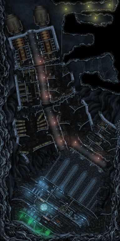 Ancient Crashed Spaceship Husk - Sidescroller Style Battlemap - [40x80] : dndmaps Space Station Maps Rpg, Scifi Maps Rpg, Alien Rpg Map, Sci Fi Dnd Map, Space Station Battle Map, Cyberpunk Battlemap, Starfinder Maps, Crashed Spaceship, Black Mantis