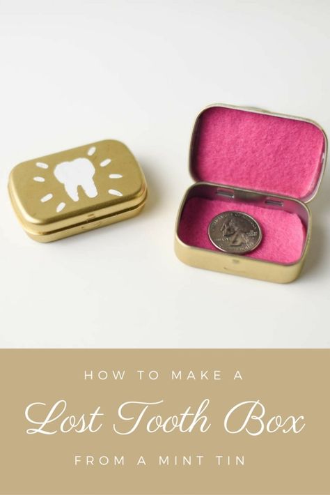 This Lost Tooth Box is easy to make using a mint tin. Keeps a lost tooth secure until the Tooth Fairy arrives. Tooth Fairy Receipt, Tooth Fairy Kit, Tooth Fairy Certificate, Tooth Fairy Doors, Tooth Fairy Gifts, Fairy Pouch, Tooth Fairy Bag, Tooth Fairy Letter, Fairy Box