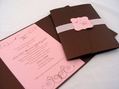 Elegant Pink and Brown Invitation Brown And Pink Wedding, Pink And Brown Wedding, Brown Invitation, Brown Wedding Invitations, Chocolate Wedding, Pink Wedding Theme, Deco Rose, Brown Wedding, Pink Wedding Invitations