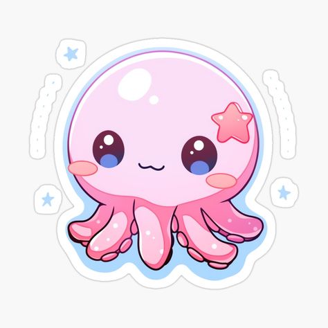 Cute Kawaii Octopus Smile by CozyKawaiiArt | Redbubble Cute Octopus Drawing Kawaii, Octopus Cute Drawing, Kawaii Axolotl Drawing, Cute Fish Drawing, Octopus Cute, Octopus Wallpaper, Kawaii Fish, Kawaii Octopus, Cute Cartoon Fish