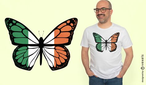 Irish butterfly t-shirt design Butterfly Shirt Design, Shirt Advertisement, T-shirt Design Illustration, Portfolio Examples, Butterfly T Shirt, Butterfly Shirt, Vector Food, Irish Flag, T Shirt Design Vector