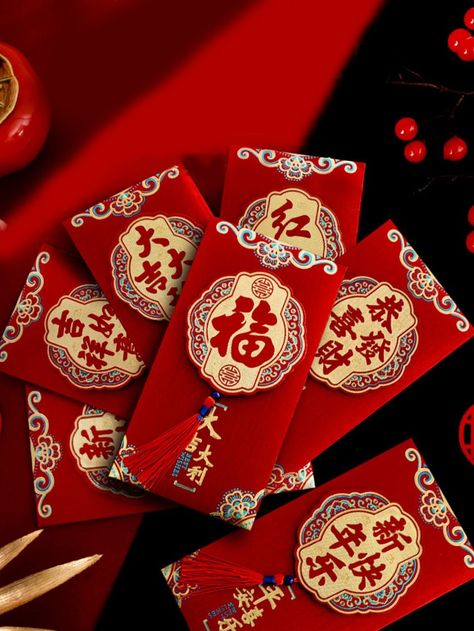 Multicolor  Collar  Paper   Embellished   Event & Party Supplies Chinese Christmas, Chinese Red Envelope, Housewarming Decorations, Lucky Money, Pocket Envelopes, Chinese New Year Decorations, Festival Decor, Small Lanterns, Red Packet