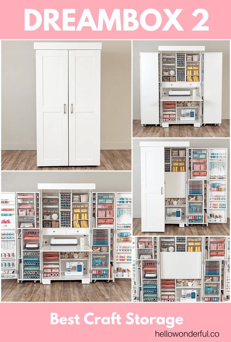 Craft Cupboard Diy, Diy Craft Storage Cabinet How To Build, How To Store Craft Supplies, Diy Dream Box Craft Storage Plans, Craft Cupboard Organization, Diy Dreambox Plans, Dreambox Craft Storage, Storage Cupboard Ideas, Craft Organizer Cabinet