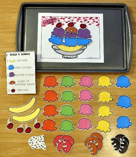 Build a Sundae Cookie Sheet Activities - Click Image to Close Free File Folder Games, Printable File Folder Games, Cookie Sheet Activities, Learning Centers Preschool, Magnet Activities, Language Arts Centers, Play Math, Early Learning Activities, File Folder Games