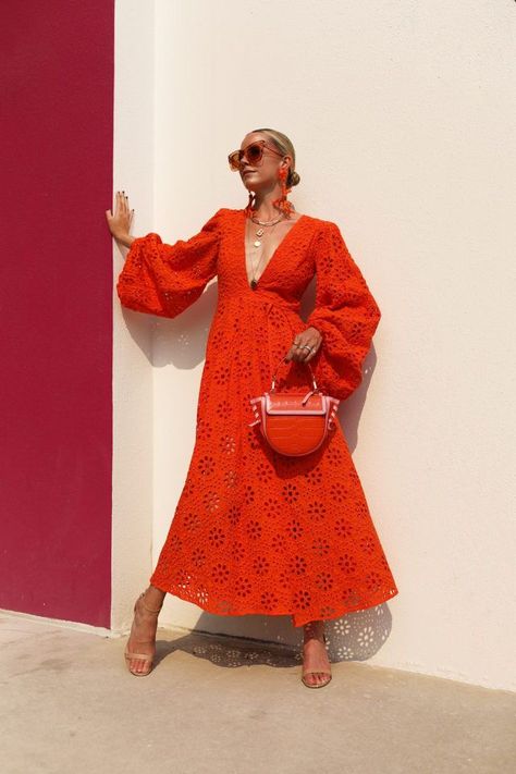 Indie Outfits Summer, Daily Outfit Inspiration, Indie Outfits, Orange Dress, Style Chic, Mode Inspiration, Daily Outfits, Diy Fashion, Red Dress