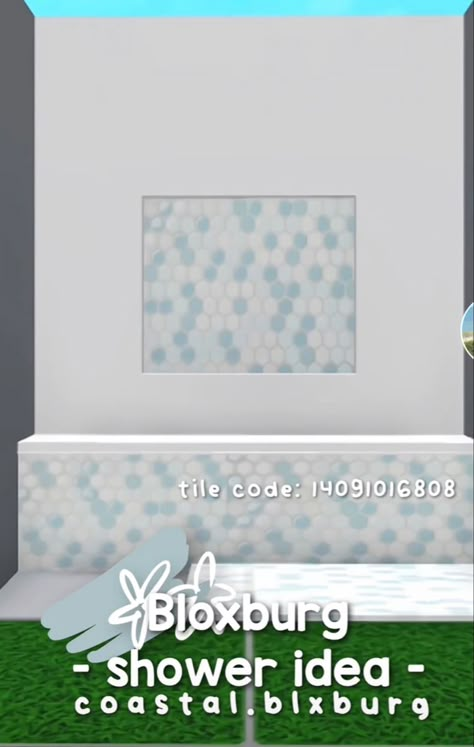 Bloxburg Coastal Beach House Interior, Beach House Codes Bloxburg, Beach Theme Bloxburg House, Bloxburg Coastal Wall Decals, Bloxburg Mudroom Decals, Bloxburg Coastal Tile Decals, Bloxburg Costal House Exteriors Ideas, Coastal Garage Bloxburg, Blue Carpet Decals Bloxburg