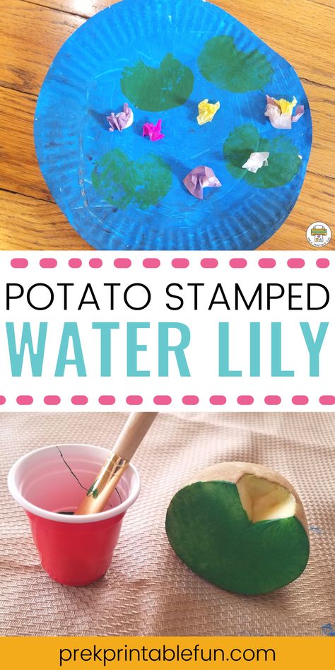 Pond Art Preschool, Pond Life Preschool Activities, Pond Activities, Potato Stamping, Pond Life Theme, Arctic Animals Activities, Reptile Crafts, Pond Crafts, Playgroup Activities