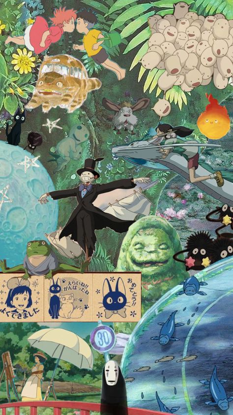 #ghibli #film #anime #art #collage Ghibli Collage, Studio Ghibli Background, Cute Mobile Wallpapers, Film Anime, Ghibli Artwork, Wallpaper Ipad, Studio Ghibli Movies, Studio Ghibli Art, Cute Paintings