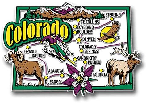 Amazon.com: Colorado Jumbo State Magnet by Classic Magnets, Collectible Souvenirs Made in The USA : Home & Kitchen Colorado Map, Usa States, State Outline, Colorado Usa, State Map, Denver Colorado, Fridge Magnet, Refrigerator Magnets, Colorado Springs