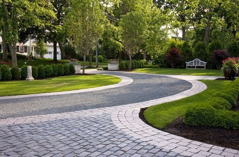 Driveway Pavers Gravel Driveway Landscaping, Driveway Entrance Landscaping, Chicago Landscape, Asphalt Driveway, Gravel Driveway, Driveway Entrance, Driveway Design, Driveway Landscaping, Paver Driveway