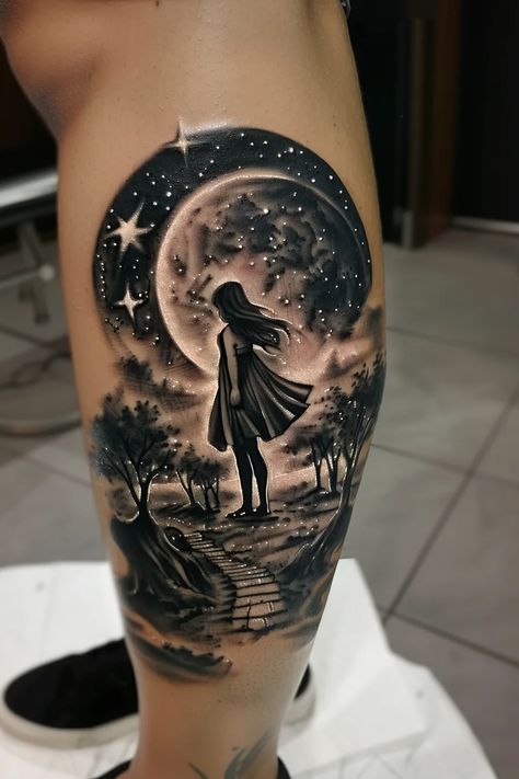 Constellation Tattoo Ideas Constellation Tattoo Ideas, Arm Tattoos Color, Full Moon And Stars, Tattoos Color, Constellation Tattoo, Constellation Tattoos, Space Tattoo, Arm Tattoos, Tat Ideas