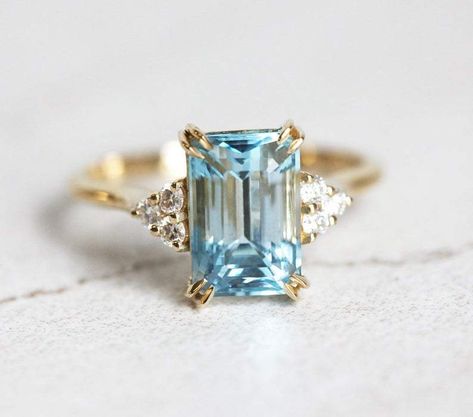 Hello Scorpio season! Amethyst Wedding Band, Engagement Ring Emerald Cut, Sky Blue Topaz Ring, Engagement Ring Emerald, Ring Emerald Cut, Custom Wedding Rings, Aquamarine Engagement Ring, Blue Stone Ring, Emerald Engagement Ring Cut