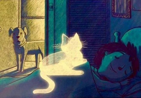 Gato fantasma visitando a su amo Missing My Cat Quotes, Gato Angel, I Miss My Cat, Black Nose, Angel Cat, Violet Evergarden, Mom Art, Cat Artwork, True Feelings