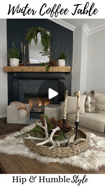 Deborah Bitton on Instagram: "More winter vibes are working their way into our home as I transition out from Christmas decor… It’s always kinda hard for me when the warmth and glow of the twinkle lights goes away. I like to keep a little bit of the rich evergreen stems, and incorporate some pine cones and antlers. Then, of course create the coziness with textiles like fur, knits and boucle fabrics. Place some fur rugs, pillows and throws around and you’re set! • • • #winterdecor #winterstyle #winterdecoration #homedecorideas #homeinspo #centerpiecesideas #coffeetabledecor #coffeetablestyling #coffeetablestyle Home decor inspiration Winter decorating ideas Coffee table decorating" Winter Coffee Table Decor, Boucle Fabrics, Winter Decorating Ideas, Christmas Coffee Table Decor, Fur Rugs, Table Decorating, Winter Decorating, Fur Rug, Coffee Table Styling