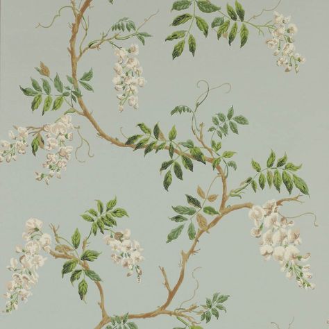 Alderney Wallpaper, aqua - Cowtan & Tout Design Library Wisteria Design, Jane Clayton, Colefax And Fowler, Foto Transfer, Drops Patterns, Design Library, Standard Wallpaper, Wallpaper Rolls, A Wallpaper