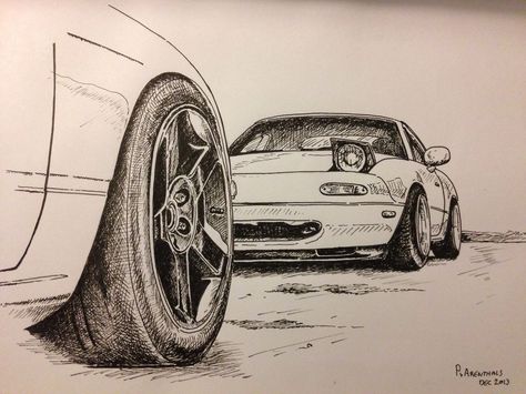 Miata Drawing Sketch, Mazda Mx5 Drawing, Miata Car Drawing, Mazda Drawing, Mx5 Drawing, Mazda Miata Drawing, Miata Sketch, Miata Drawing, Miata Car