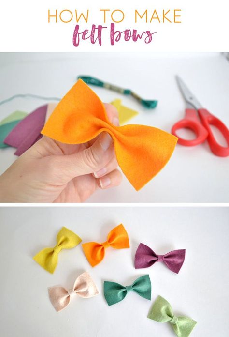 how to make felt bows | felt crafts | easy crafts | garland | bunting | how to make bows | bow making Bow Garland, Make Bows, Easy Crafts To Sell, Felt Flowers Diy, Bows Diy Ribbon, Bow Template, Felt Crafts Diy, Felt Bows, Crafts Easy