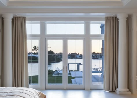 French Doors With Transom, Patio Door Window Treatments, French Door Window Treatments, Pintu Interior, Sliding French Doors, Door Window Treatments, French Doors Exterior, Double French Doors, Glass French Doors