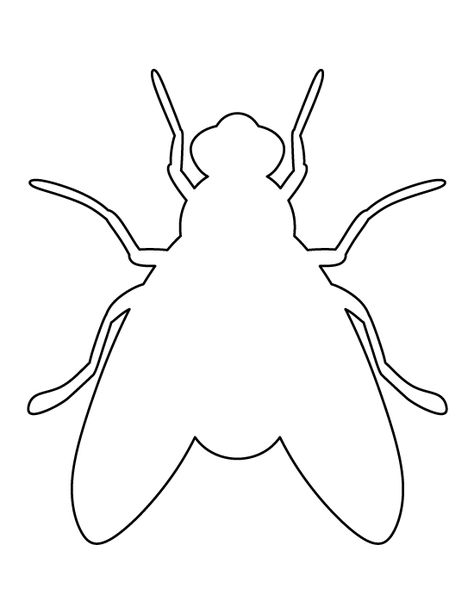 Fly pattern. Use the printable outline for crafts, creating stencils, scrapbooking, and more. Free PDF template to download and print at http://patternuniverse.com/download/fly-pattern/ Insect Templates Free Printable, Insect Template, Insect Outline, Bug Template, Printable Outline, Bugs Preschool, Fly Craft, Black Fly, Insect Crafts