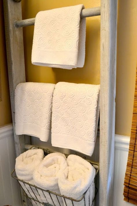 Your tiny bathroom is about to feel a whole lot bigger! Transform your bathroom with these great space saving tips and tricks. #diy #bathroom #smallspace Ladder Bathroom, Diy Window Seat, Bathroom Storage Hacks, Hidden Pantry, Space Saving Hacks, Old Ladder, Bathroom Storage Solutions, Storage Idea, Funky Junk Interiors