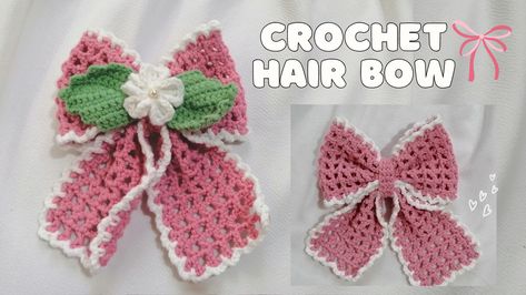 Hair Tie Tutorial, Crochet Hair Bow, Tie Tutorial, Hair Ties Tutorial, Crochet Hair Bows, Bow Hair Tie, Crochet Bow, Headband Crochet, Crochet Hair Clips