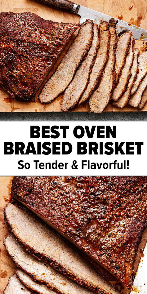 Best oven braised brisket Slow Roasted Brisket In Oven, Brisket Recipes Oven Jewish, Baked Brisket Recipes Ovens, Braised Brisket Recipes Oven, Brisket Fajitas, Beef Brisket Recipes Oven, Brisket Poutine, Instant Pot Brisket Recipe, Beef Brisket Oven