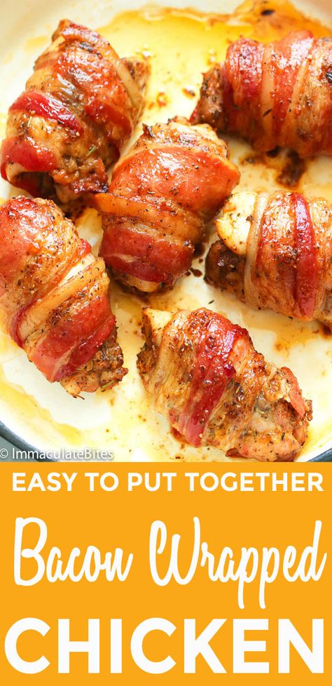 Bacon Wrapped #baked #bakedchicken #oven #appetizers #dinner #chicken Baked Bacon Wrapped Chicken, Bacon Wrapped Chicken Recipes, Bacon Wrapped Stuffed Chicken, Chicken Breast With Bacon, Bacon Wrapped Chicken Breast, Bacon Wrapped Chicken Tenders, Oven Baked Bacon, Fit Foodie Finds, Easy Bacon