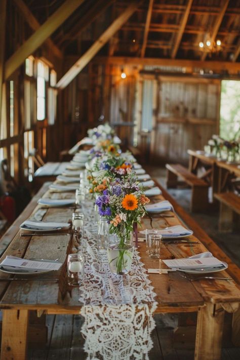 Elevate your dreamy countryside vows to new heights with 11 rustic wedding reception décor ideas that are both breathtaking and… Rustic Wedding Reception Decor, Farm Table Wedding, Wedding Reception Decor Ideas, Farm Wedding Reception, Reception Decor Ideas, Wedding Table Layouts, Wedding Table Decorations Centerpieces, Country Wedding Reception, Rustic Birthday