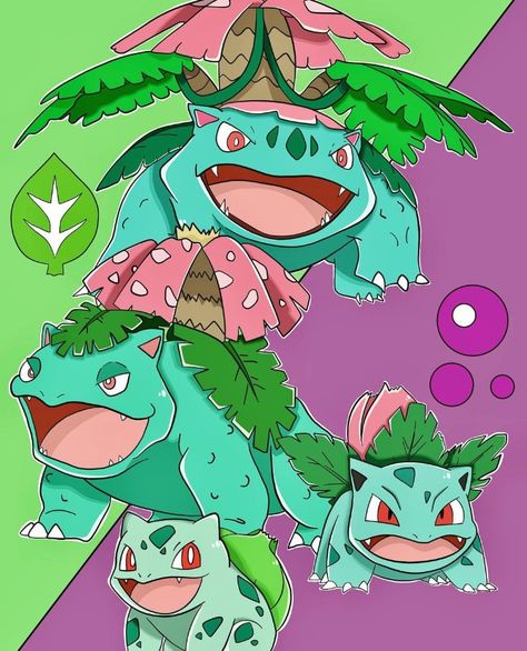 Bulbasaur Evolution, Pokemon Bulbasaur Evolution Art, Bulbasaur Tattoo, Bulbasaur Evolution, Pokemon References, Pokemon Dungeon, Pokemon Chart, Pokémon Pictures, Evolution Pokemon, Grass Type Pokemon