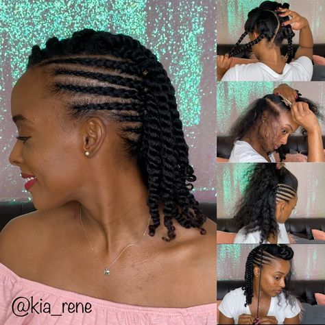 Mohawk Tutorial, Two Strand Twist Updo, Natural Hair Mohawk, Two Strand Twist Hairstyles, Type 4 Natural Hair, Faux Bangs, Braided Mohawk, Protective Style Braids, Naturally Pretty