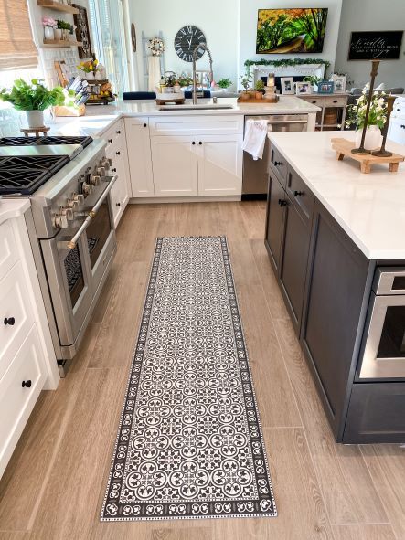 White tile backsplash kitchen